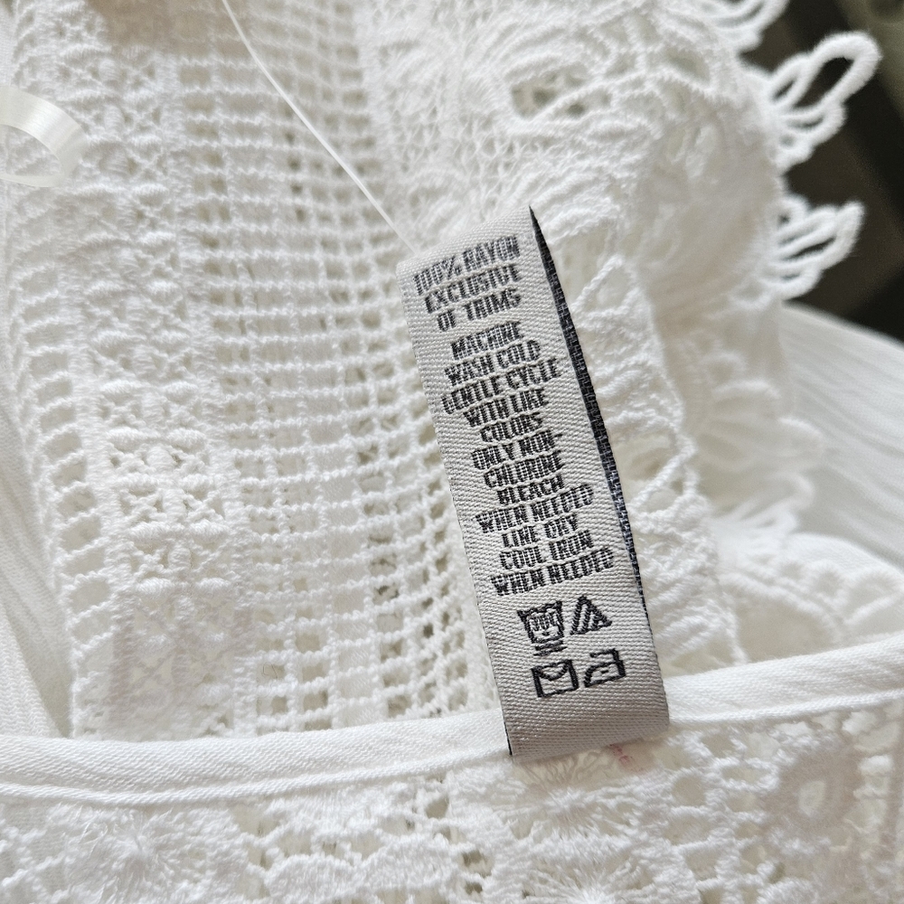 American Rag Maxi Kimono LS Tie Front Intricate Lace Sheer Egret White Small NWT - Picture 6 of 14
